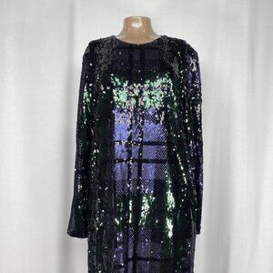Brooks Brothers Women’s Sequin Motif Relaxed Shift Mini Dress Black/Multi Size 6